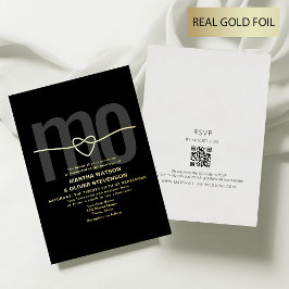 Romantische Monogram Gold und Black Wedding Folieneinladung