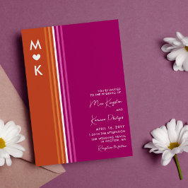 Romantische Monogram Lesbische Flaggen Hochzeit Einladung