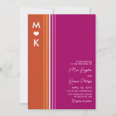 Romantische Monogram Lesbische Flaggen Hochzeit Einladung (Vorderseite)