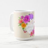 Romantische Monogram Peonies Garden Beige Kaffeetasse (Vorderseite Links)