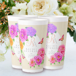 Romantische Monogram Peonies Garden Beige Milchtasse