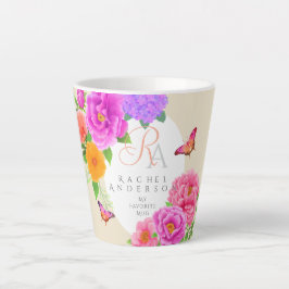 Romantische Monogram Peonies Garden Beige Milchtasse