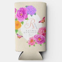Romantische Monogram Peonies Garden Beige Selters Dosenkühler