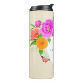 Romantische Monogram Peonies Garden Beige Thermosbecher (Nach links gedreht)