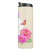 Romantische Monogram Peonies Garden Beige Thermosbecher (Nach rechts gedreht)