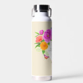 Romantische Monogram Peonies Garden Beige Trinkflasche (Vorne)