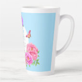 Romantische Monogram Peonies Garden Blue Milchtasse (Rechts)