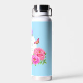 Romantische Monogram Peonies Garden Blue Trinkflasche (Rückseite)