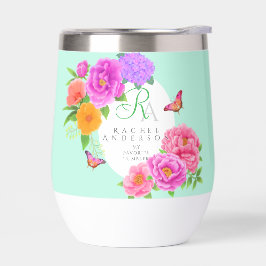 Romantische Monogram Peonies Garden Green
