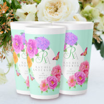 Romantische Monogram Peonies Garden Green