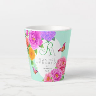 Romantische Monogram Peonies Garden Green Milchtasse
