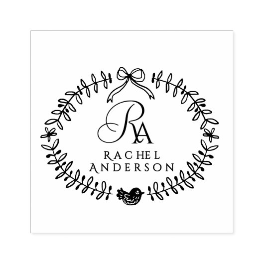 Romantische Monogram Ribbon Gummistempel (Prägung)