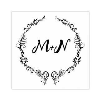 Romantische Monogramm-Hochzeit Gummistempel