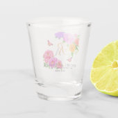 Romantische Monogramm-Pfingstrosen-Garten  Schnapsglas (Rückseite)