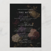 Romantische Moody Dark Blume Hochzeitsfeier Brautp Menükarte (Vorderseite)