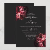 Romantische Moody Gothic Dark Floral Wedding Einladung (Vorne/Hinten)
