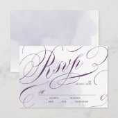 Romantische Moody lila Kalligrafie Hochzeit RSVP (Vorne/Hinten)