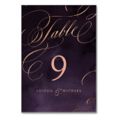 Romantische Moody lila Rose Goldalm Tischnummer (Vorderseite)