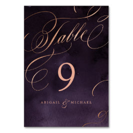 Romantische Moody lila Rose Goldalm Tischnummer