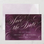 Romantische Moody-Pflaumenkalligrafie Save the Dat Date (Vorne/Hinten)