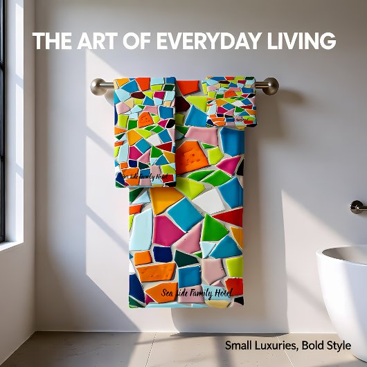 Romantische Mosaikmosaike der Modernen Kunst Badhandtuch Set