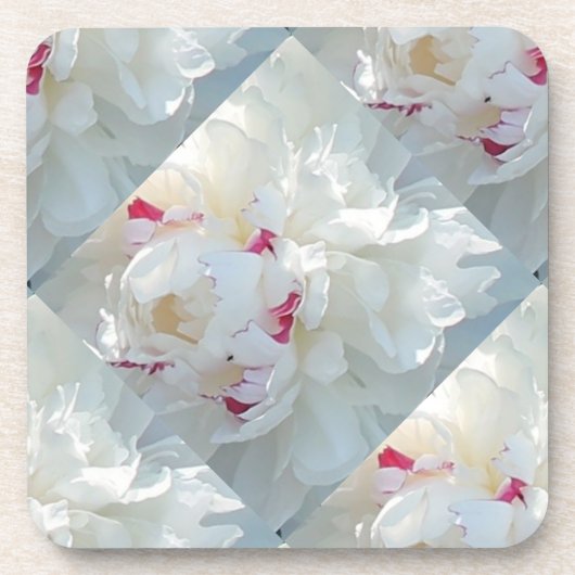 Romantische Multi Peony Untersetzer Cork Back Set (Vorderseite)