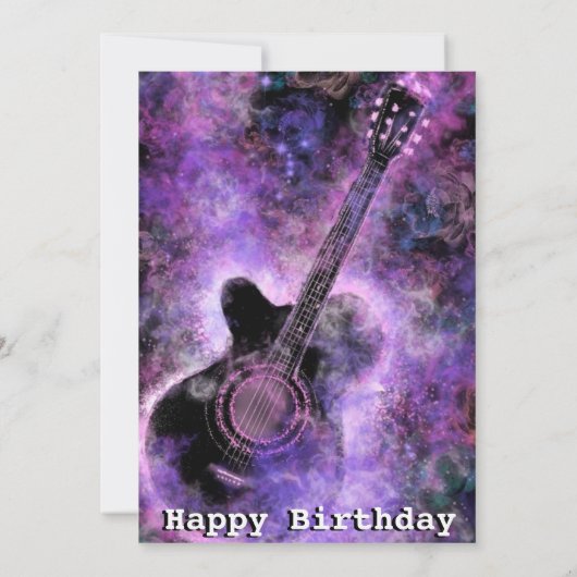 Romantische Musical Gitarre Happy Birthday Cards (Rückseite)
