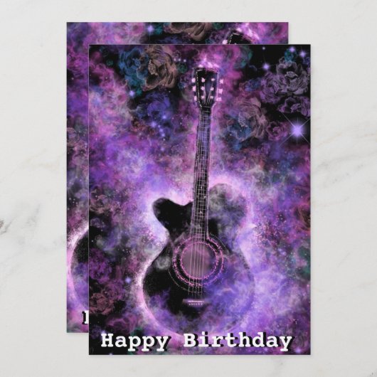 Romantische Musical Gitarre Happy Birthday Cards (Vorne/Hinten)