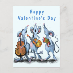 Romantische Musical Mouse Funny Valentine's Day Ca Postkarte