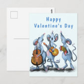 Romantische Musical Mouse Funny Valentine's Day Ca Postkarte (Vorne/Hinten)