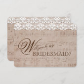Romantische Musik - Lace Be my BRIDESMAID Einladung (Vorne/Hinten)