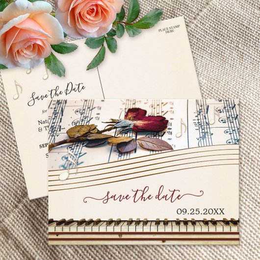 Romantische Musik Save the Date Postkarte