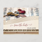Romantische Musik Save the Date Postkarte (Vorderseite)
