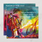 ROMANTISCHE MUSIKPIERROT UND ROSE Mardi Gras Einladung (Vorne/Hinten)