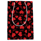 Romantische Muster in Rot und Schwarz Mittlere Geschenktüte (Vorderseite)