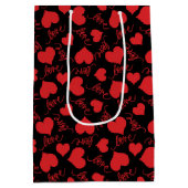 Romantische Muster in Rot und Schwarz Mittlere Geschenktüte (Rückseite)