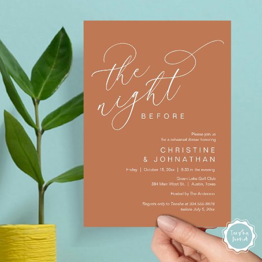 Romantische Nacht vor Hochzeit Probe Dinner Einladung