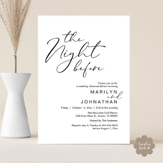 Romantische Nacht vor Hochzeit Probe Dinner Einladung