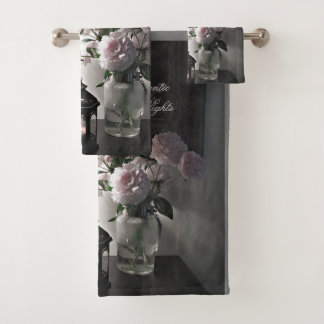 Romantische Nächte mit Peony Blume & Candle Badhandtuch Set