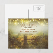 Romantische Nachtlichter rustikal Save the Date Ankündigungspostkarte (Vorne/Hinten)