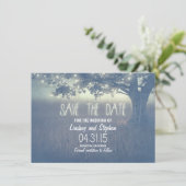 Romantische Nachtlichter rustikal speichern Sie di Save The Date (Stehend Vorderseite)
