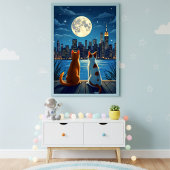 Romantische Nachtstadtkulisse Poster