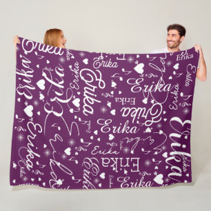 Romantische Namen und Herz Trauben Lila Farbe Fleecedecke