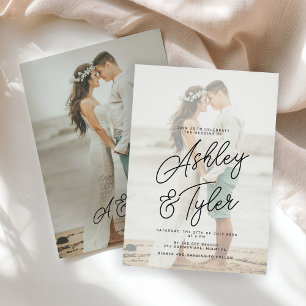 Romantische Namensschrift Overlay Foto Hochzeit Einladung