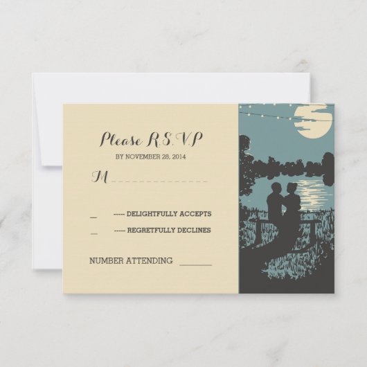 Romantische Natur und Lichterketten Hochzeit RSVP (Vorderseite)