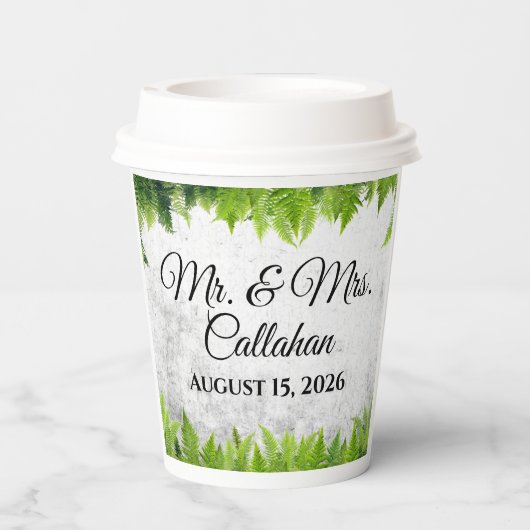 Romantische Naturfächer Blätter Elegante Vegetatio Pappbecher (Rückseite)