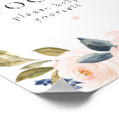 Romantische Navy Blue & Blush Floral Food Table Ze Poster (Ecke)