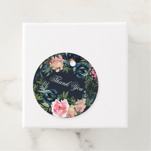 Romantische Navy Blue Blush Pink Klassische Runde Geschenkanhänger (Beispiel)