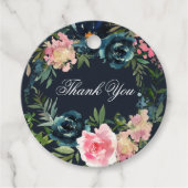 Romantische Navy Blue Blush Pink Klassische Runde Geschenkanhänger (Vorderseite)