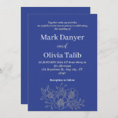 Romantische Navy Blue Wedding Einladung | Klassisc (Vorne/Hinten)